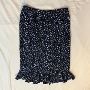 Christopher and Banks Blue Flower MIDI Skirt